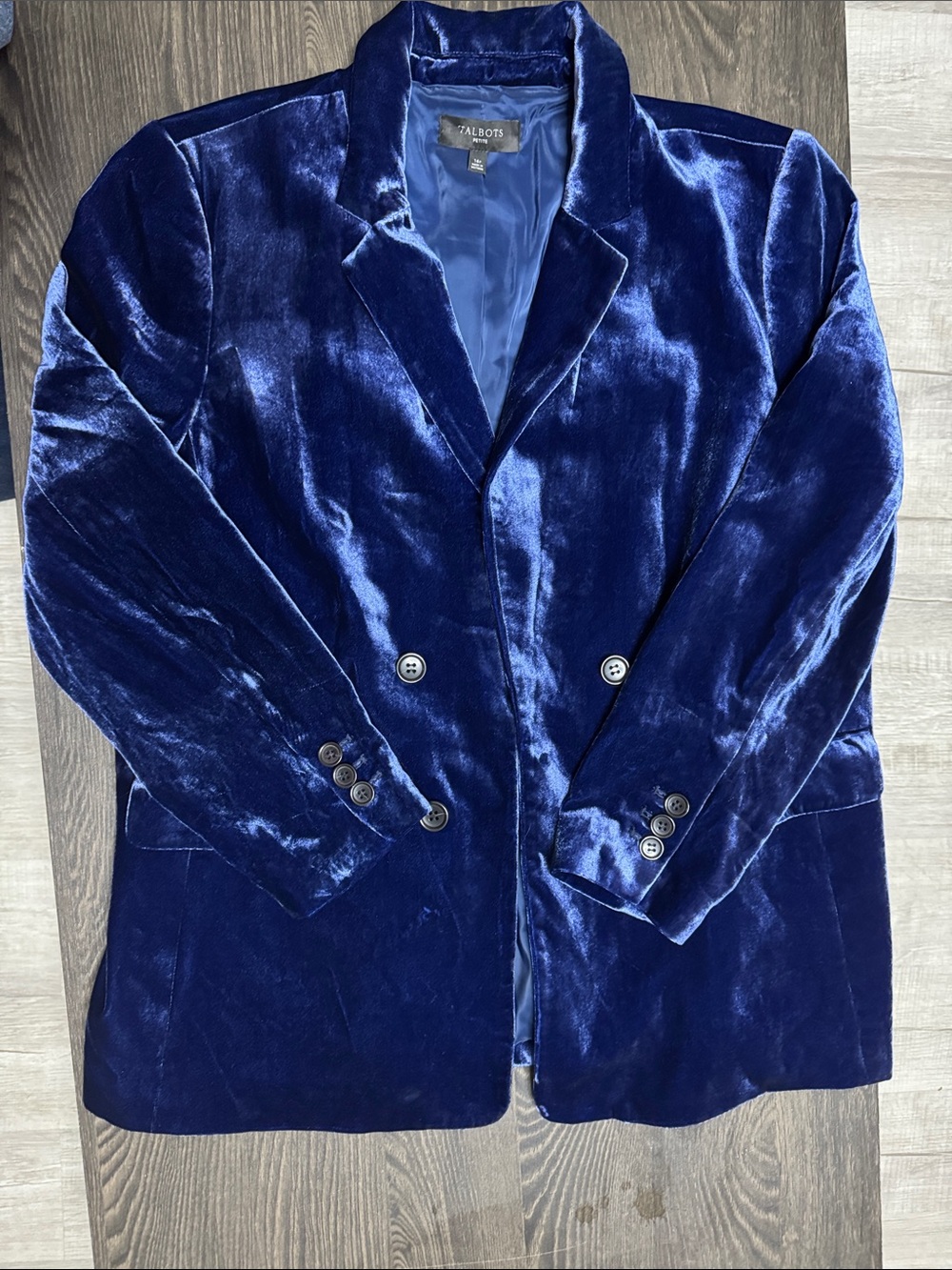 Talbots  Navy Velvet Double-Breasted Pea Coat